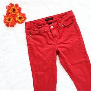 white house black market slim crop red jeans